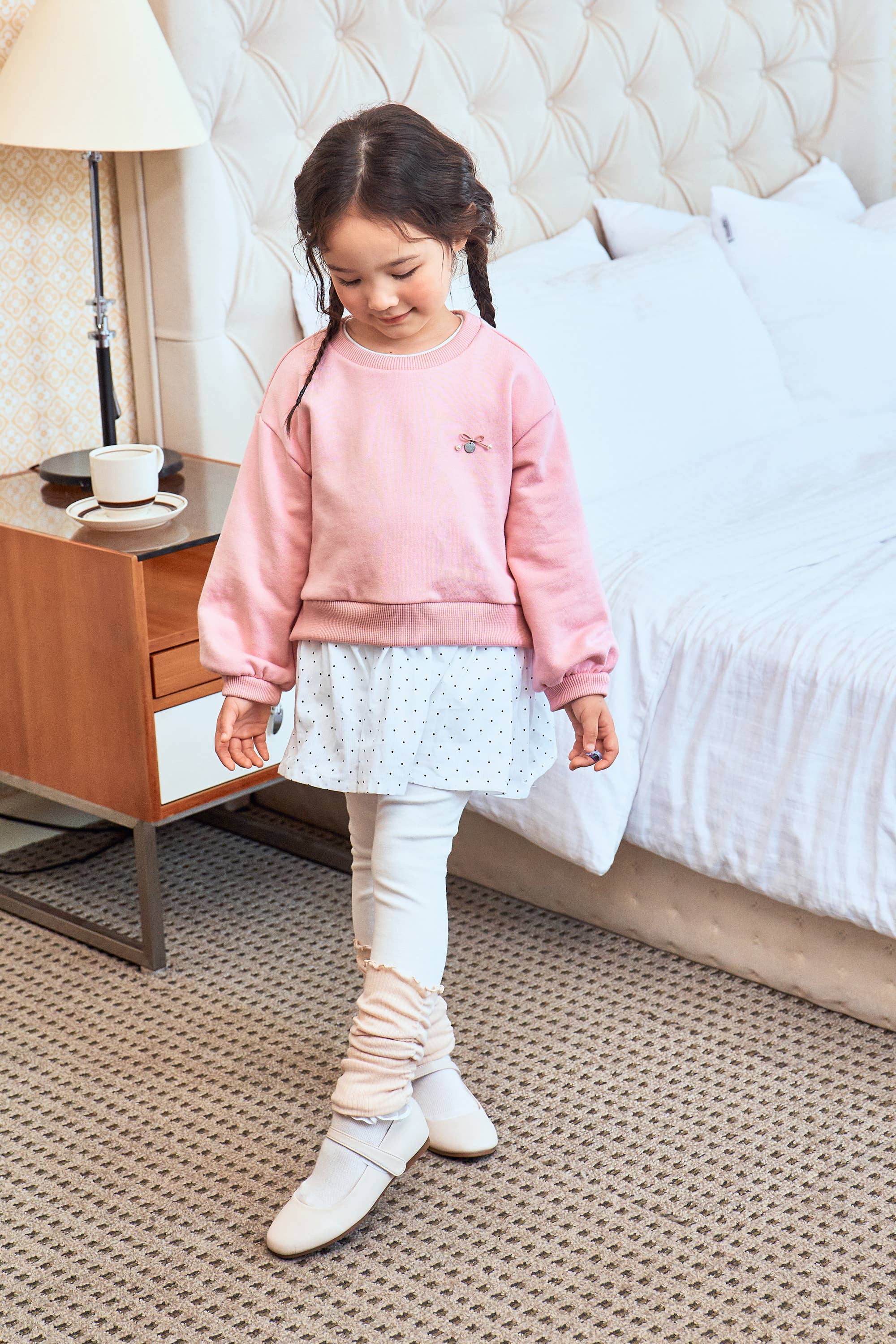 Ivy Polka Dot Hem Layered Sweatshirt - ToTo Heros l Premium Children's Clothing