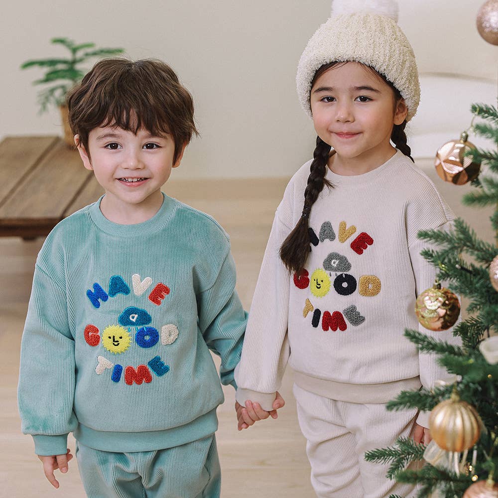 Milo Embroidery Velvet Corduroy Sweatshirt & Sweatpants Set - ToTo Heros l Premium Children's Clothing