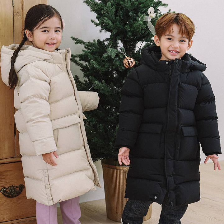 Full Length Down Puffer Jacket with Detachable Hood - ToTo Heros l Premium Children's Clothing