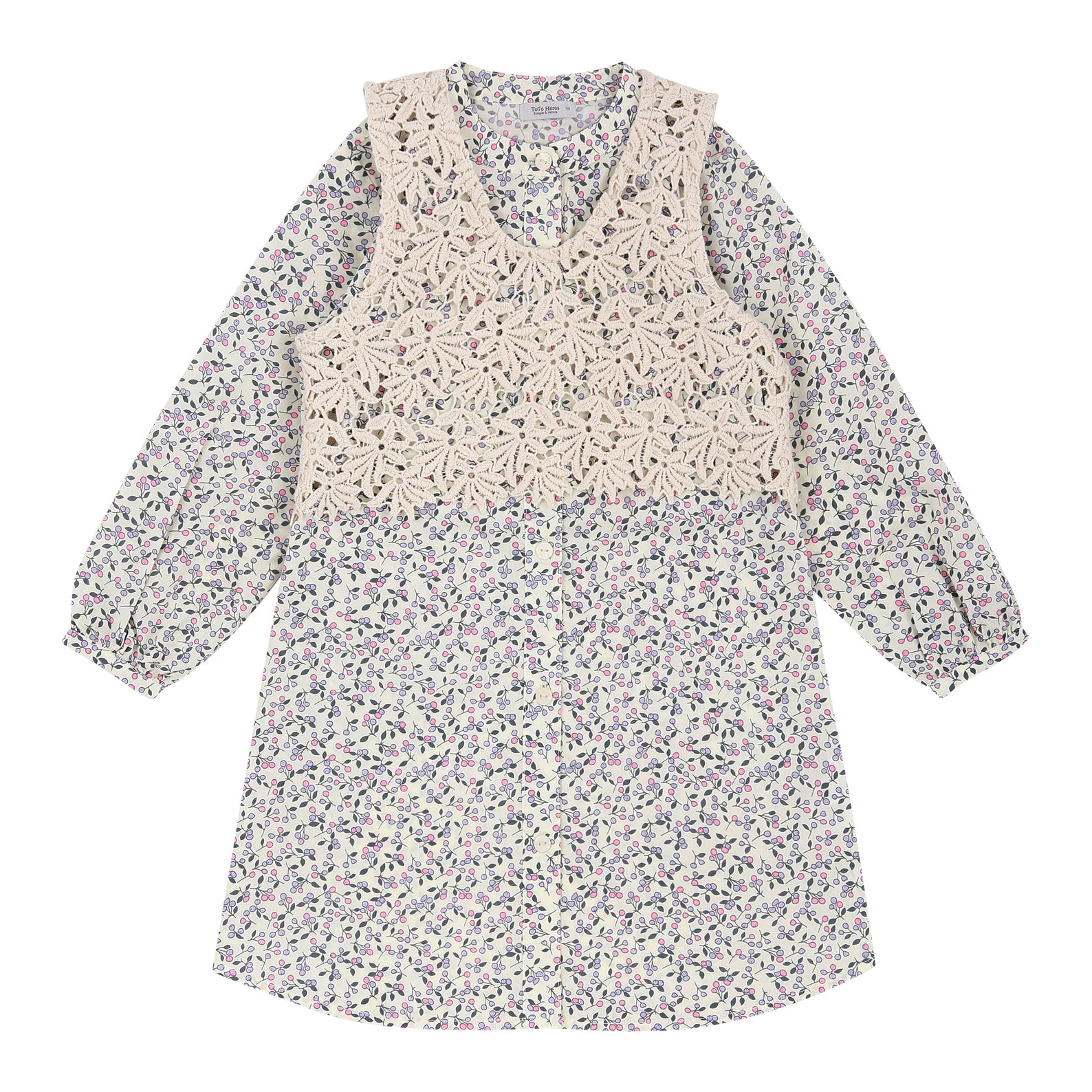 Evelyn Shirt Dress with Lace Vest-Dress - Kids-ToTo Heros-ToTo Heros Premium Children's Clothing