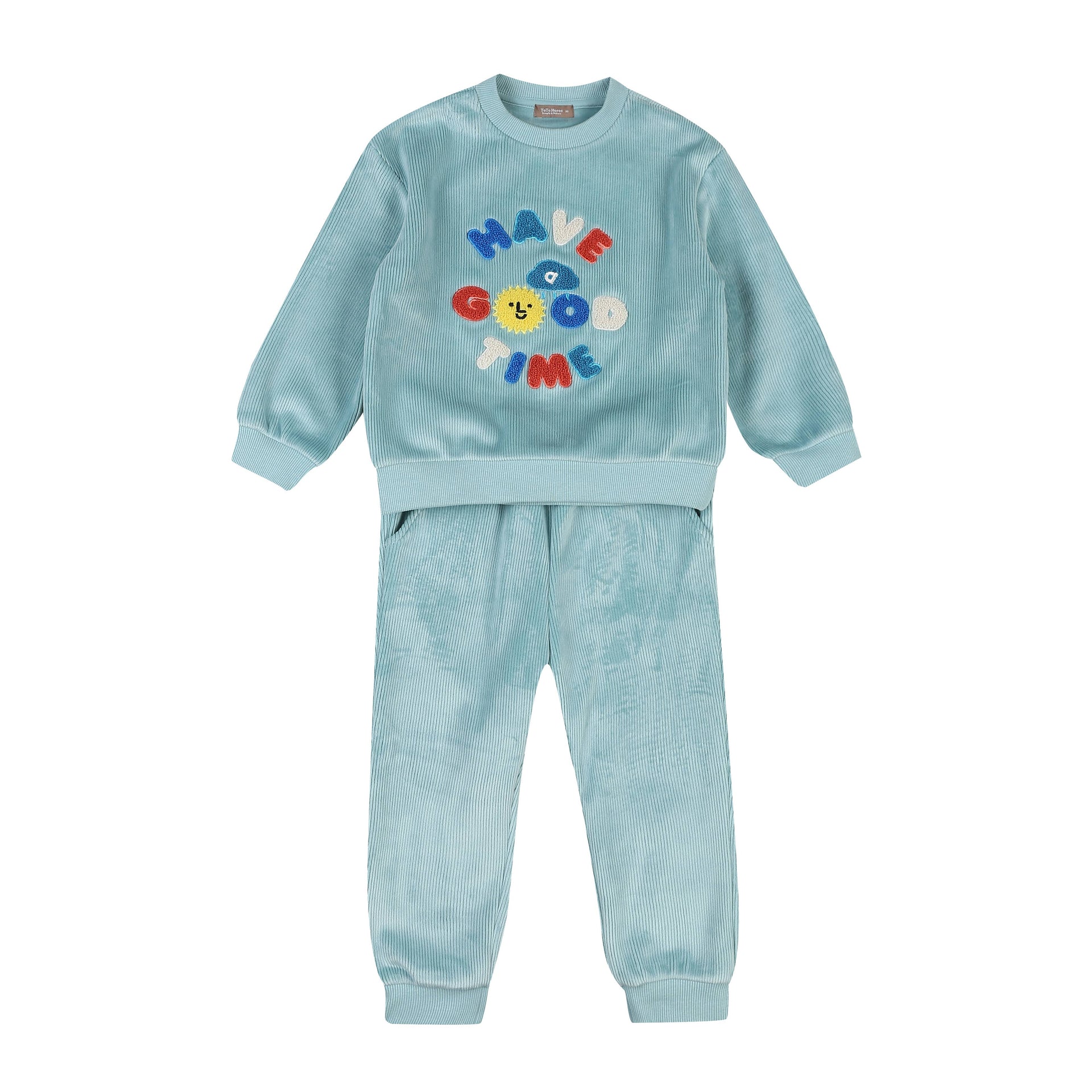 Milo Embroidery Velvet Corduroy Sweatshirt & Sweatpants Set - ToTo Heros l Premium Children's Clothing