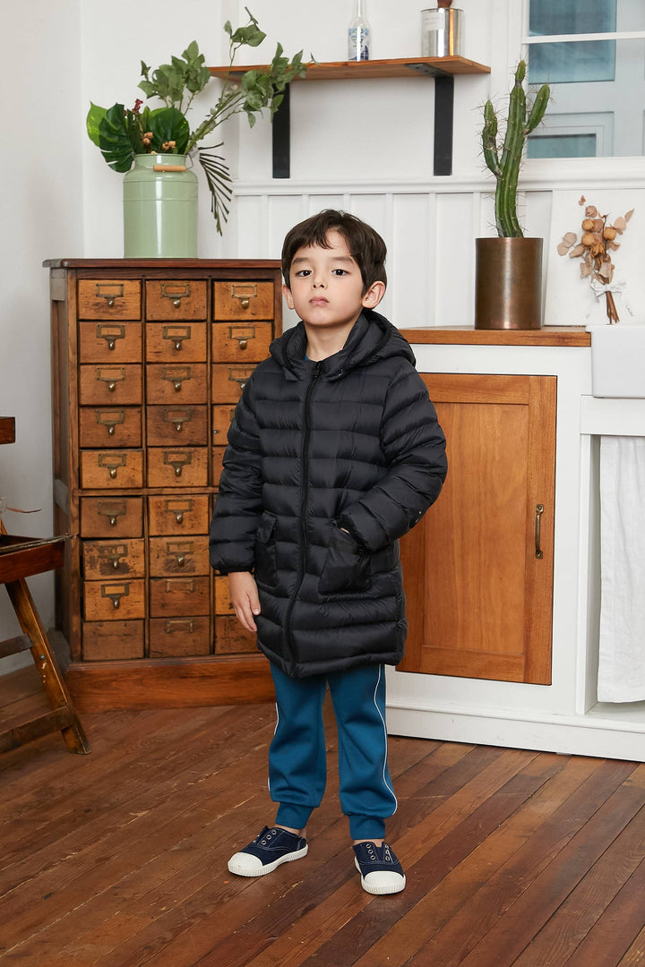 Lightweight Hooded Long Puffer Goose Down Jacket - ToTo Heros l Premium Children's Clothing