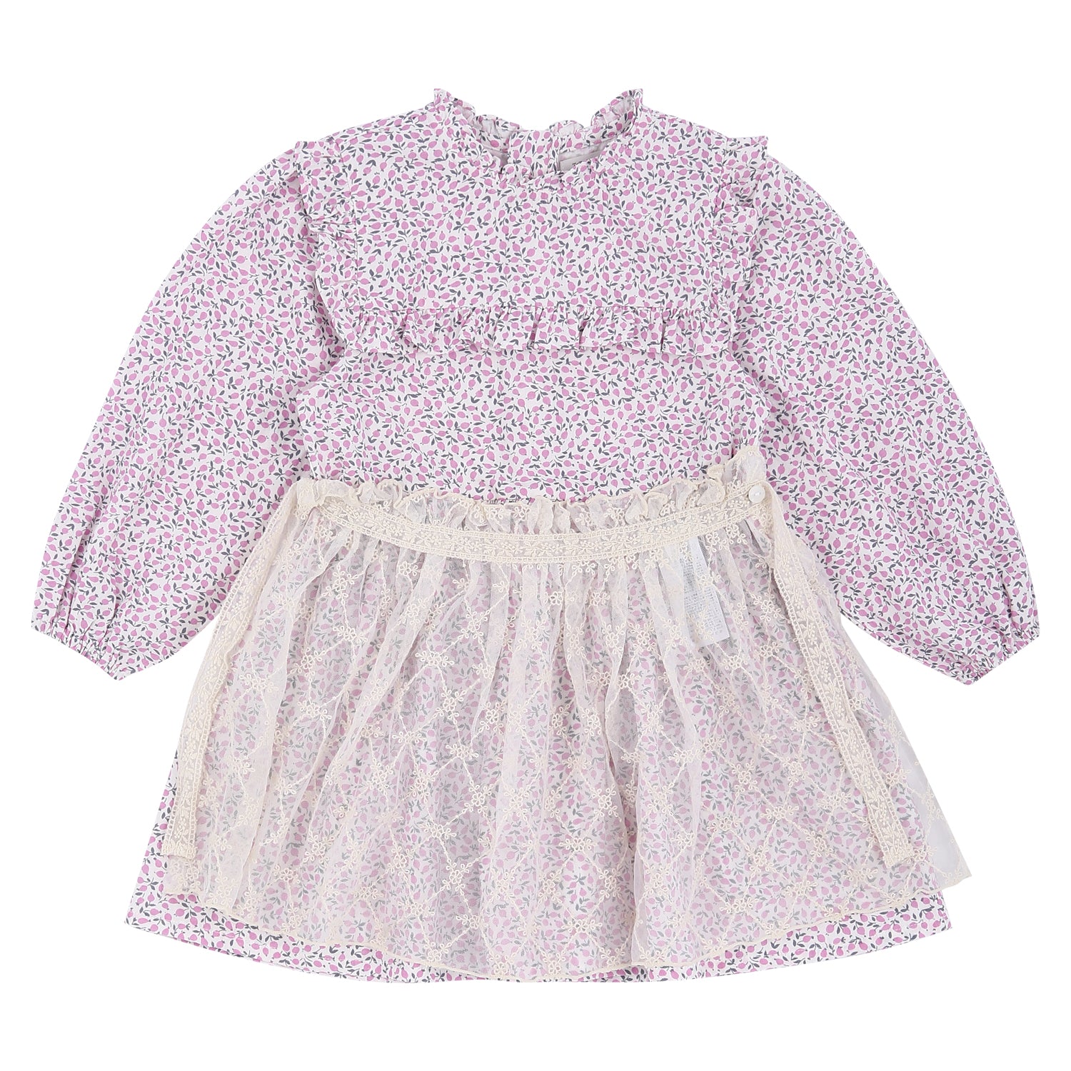 Floral Print Lace Apron Dress-Dress - Kids-ToTo Heros-ToTo Heros Premium Children's Clothing