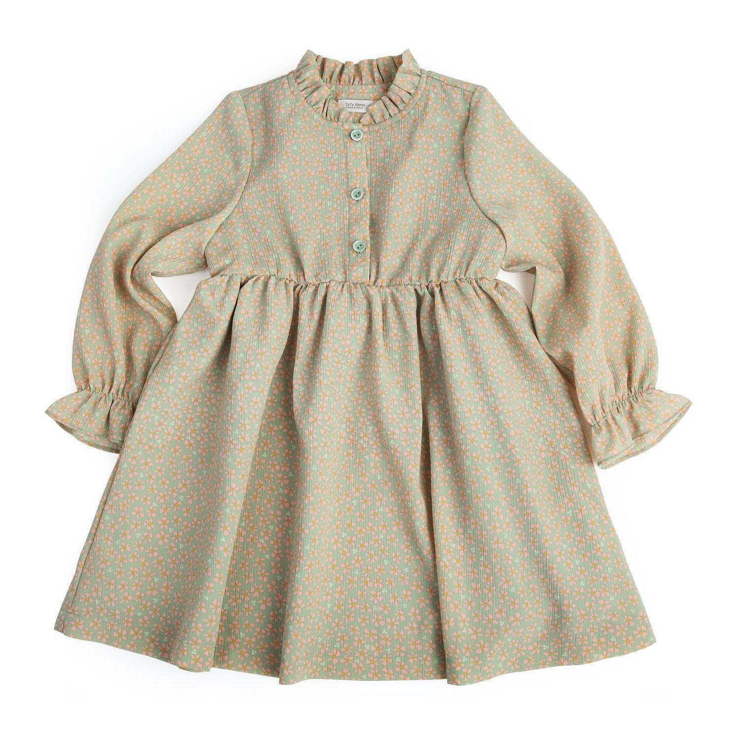 Francis Shirred Collar Floral Print Dress-Dress - Kids-ToTo Heros-ToTo Heros Premium Children's Clothing