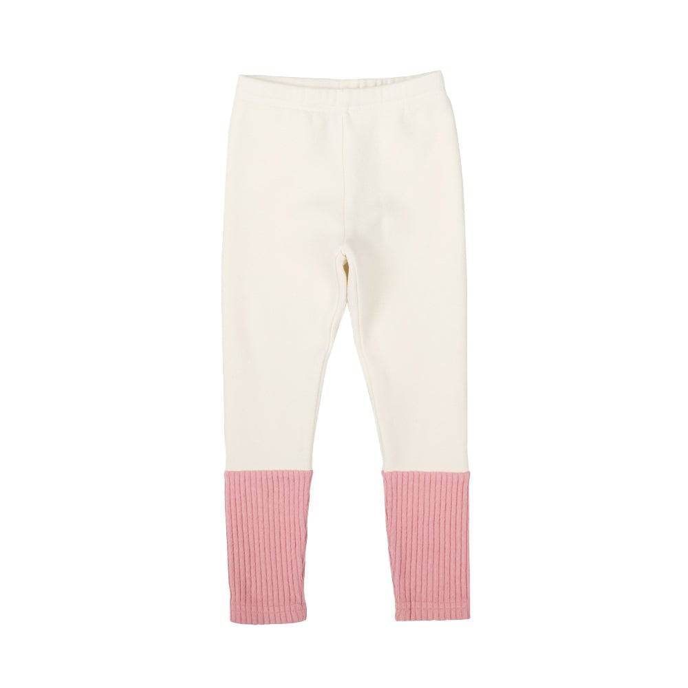 Warm Leggings with Color Block Hem - Ivory - ToTo Heros l Premium Children's Clothing