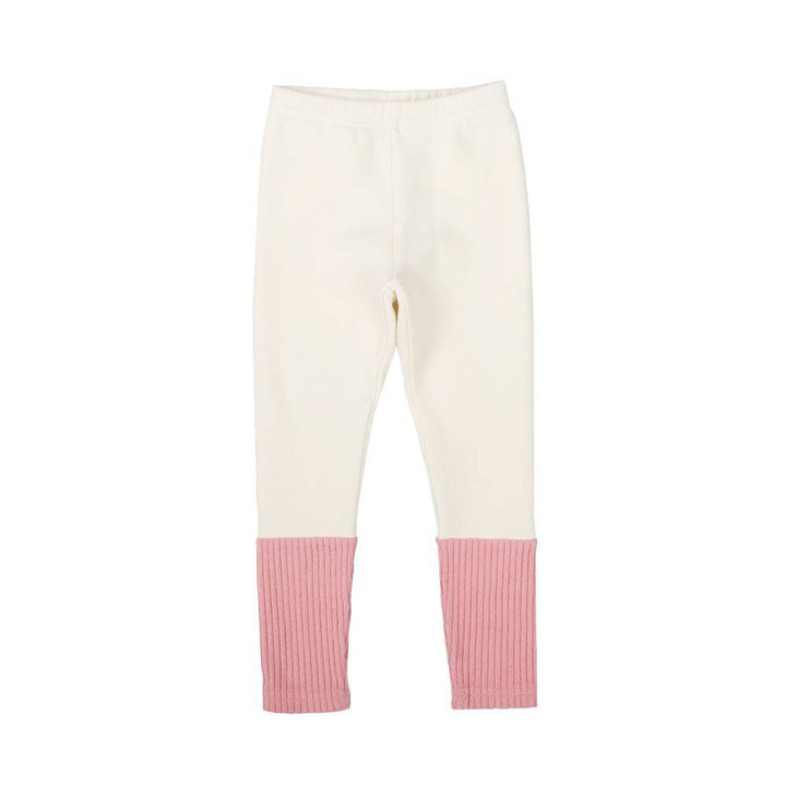 Warm Leggings with Color Block Hem - Ivory - ToTo Heros l Premium Children's Clothing