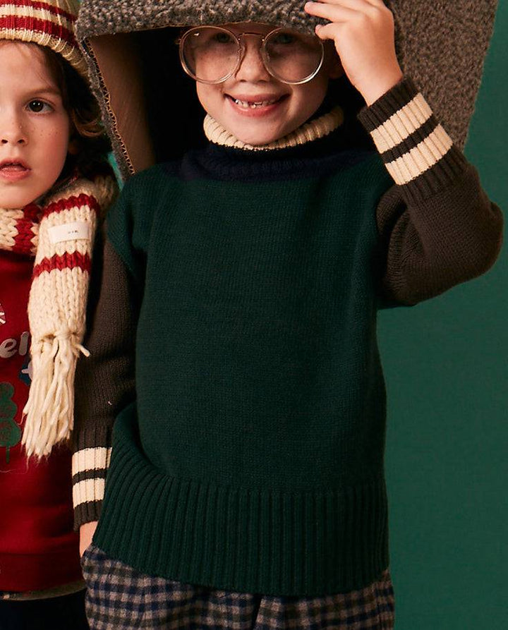 Striped Turtleneck Knit Sweater - ToTo Heros l Premium Children's Clothing