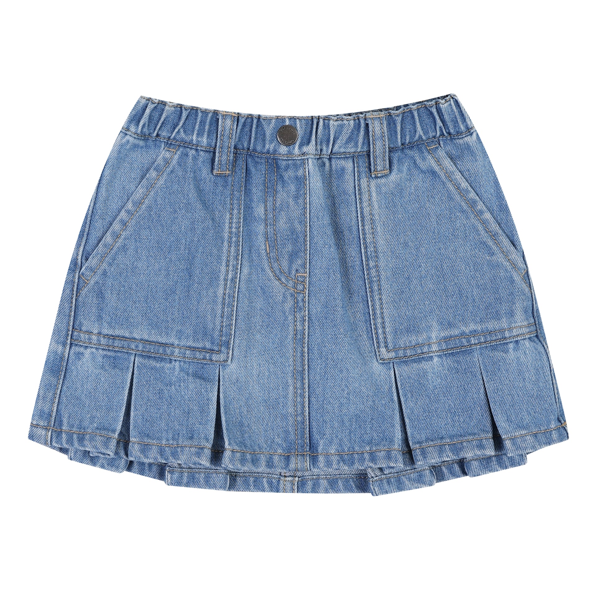 Pleated Washed Denim Skirt-Skirt - Kids-ToTo Heros-ToTo Heros Premium Children's Clothing
