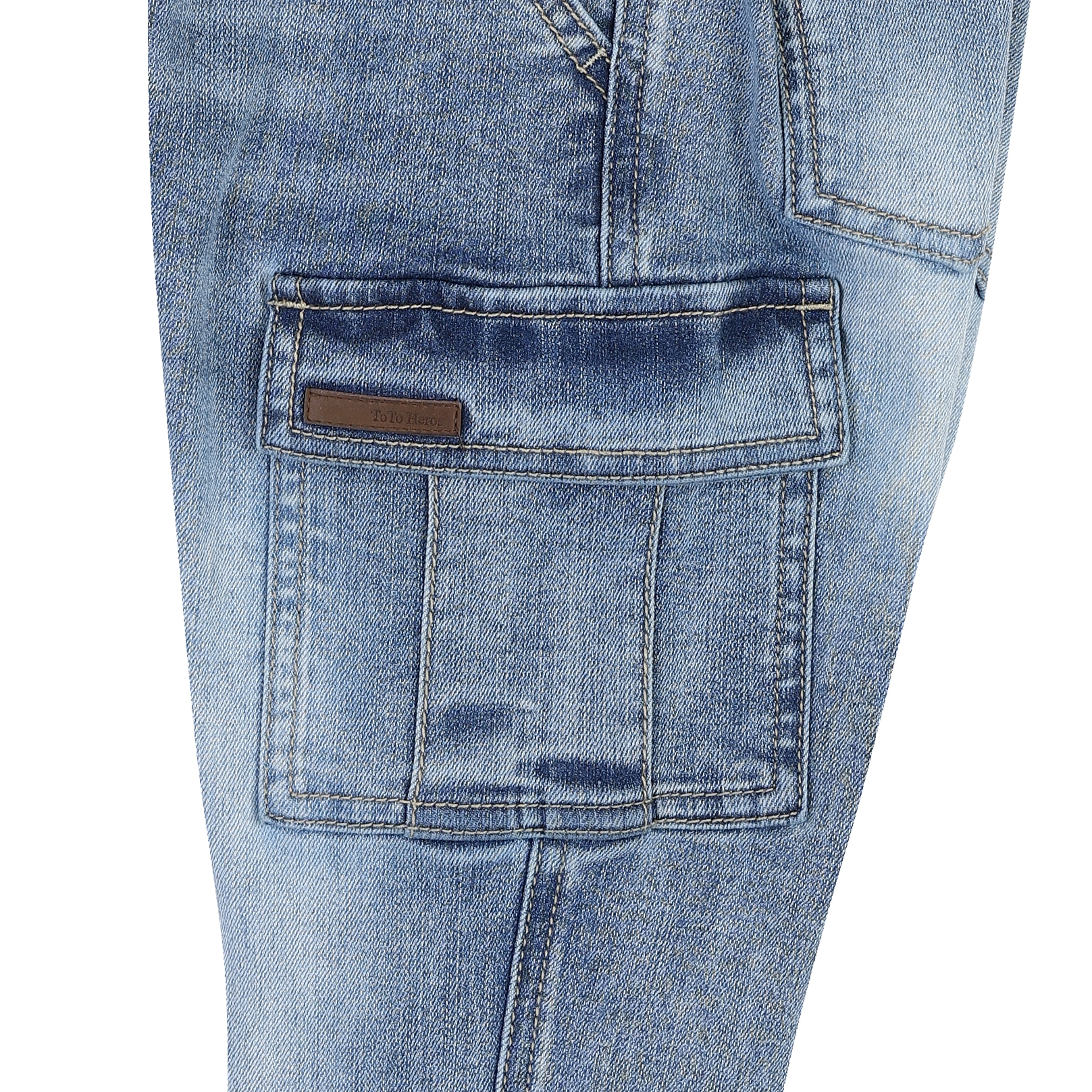 Reed Baggy Fit Cargo Washed Denim Pants-Jeans - Kids-ToTo Heros-ToTo Heros Premium Children's Clothing