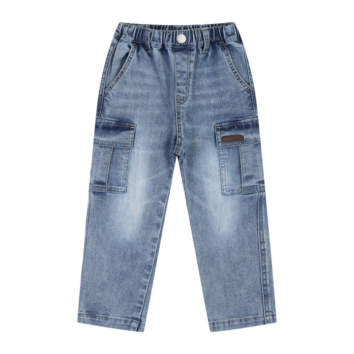Reed Baggy Fit Cargo Washed Denim Pants-Jeans - Kids-ToTo Heros-ToTo Heros Premium Children's Clothing