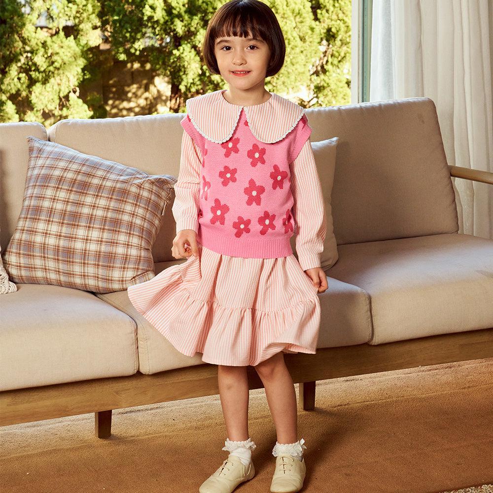Sadie Wide Collar Striped Dress-Dress - Kids-ToTo Heros-ToTo Heros Premium Children's Clothing