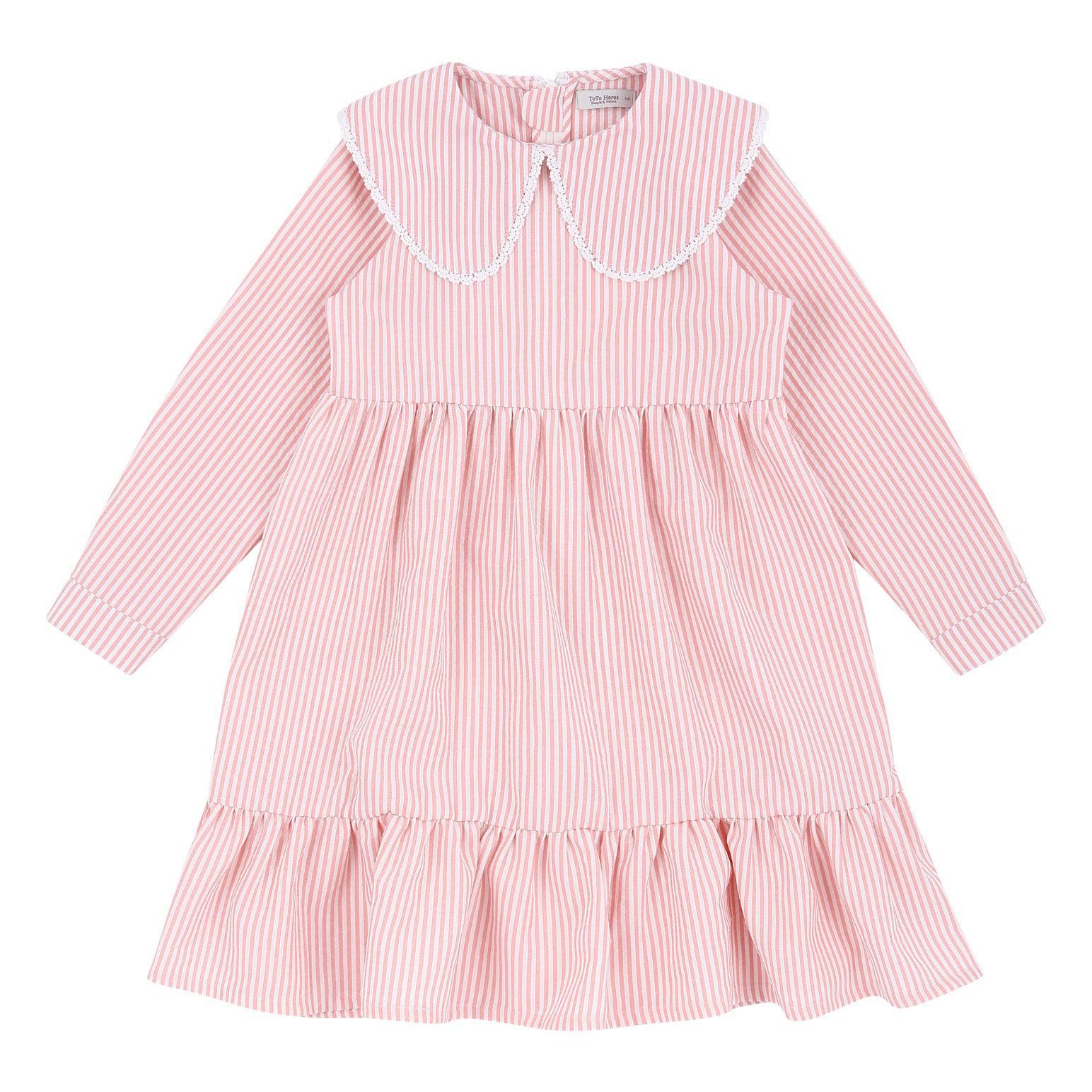 Sadie Wide Collar Striped Dress-Dress - Kids-ToTo Heros-ToTo Heros Premium Children's Clothing