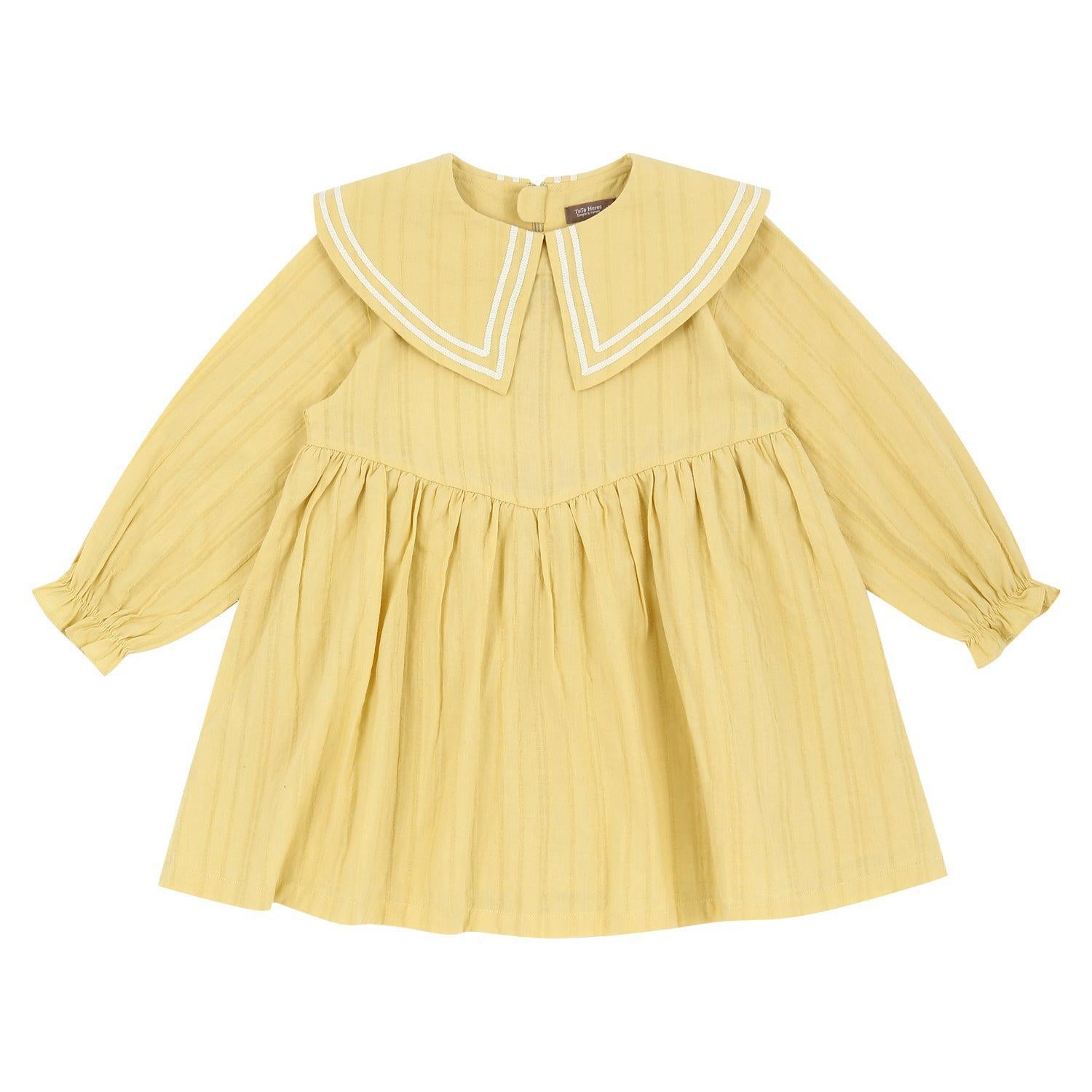 Sarah Wide Collar Textured Dress-Dress - Kids-ToTo Heros-ToTo Heros Premium Children's Clothing