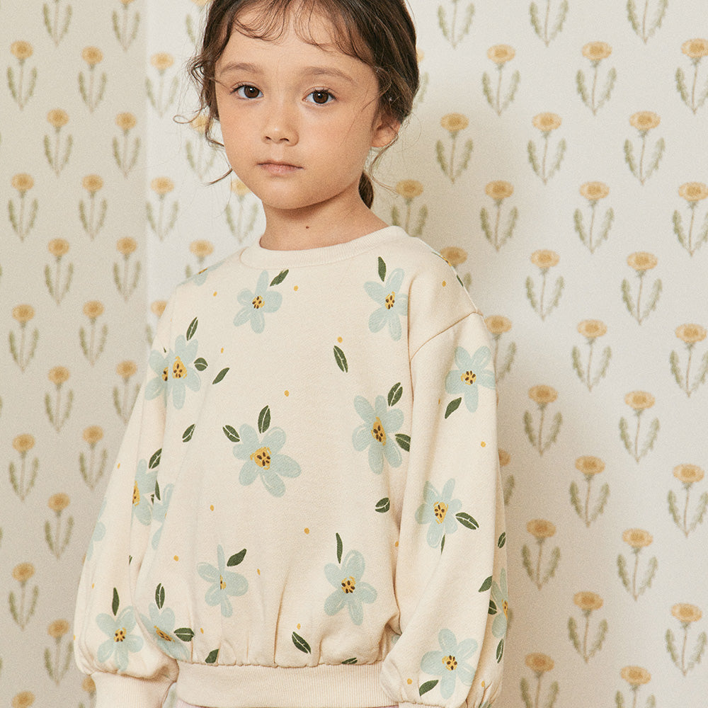 Tia Floral Print Balloon Sleeve Sweatshirt