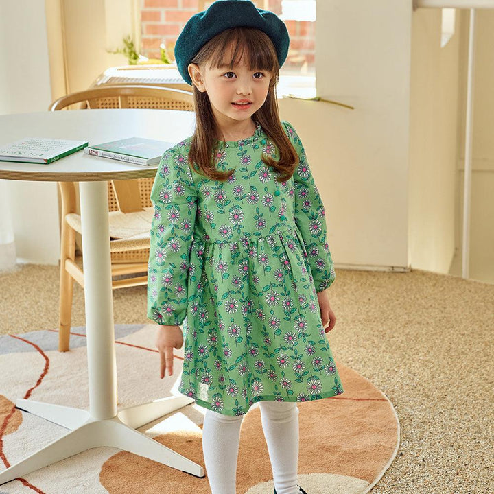 Tiana Shirred Neck Floral Print Dress-Dress - Kids-ToTo Heros-ToTo Heros Premium Children's Clothing