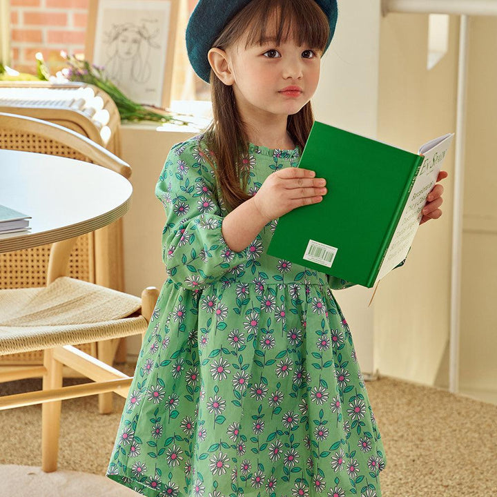 Tiana Shirred Neck Floral Print Dress-Dress - Kids-ToTo Heros-ToTo Heros Premium Children's Clothing