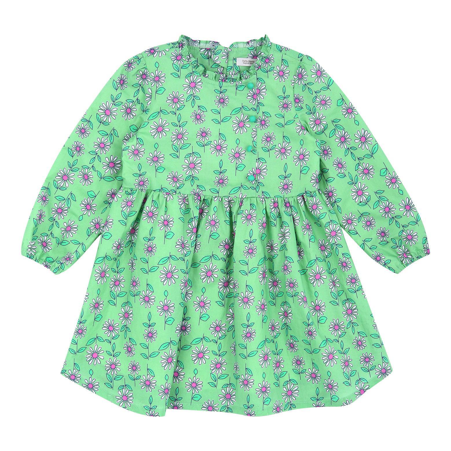 Tiana Shirred Neck Floral Print Dress-Dress - Kids-ToTo Heros-ToTo Heros Premium Children's Clothing
