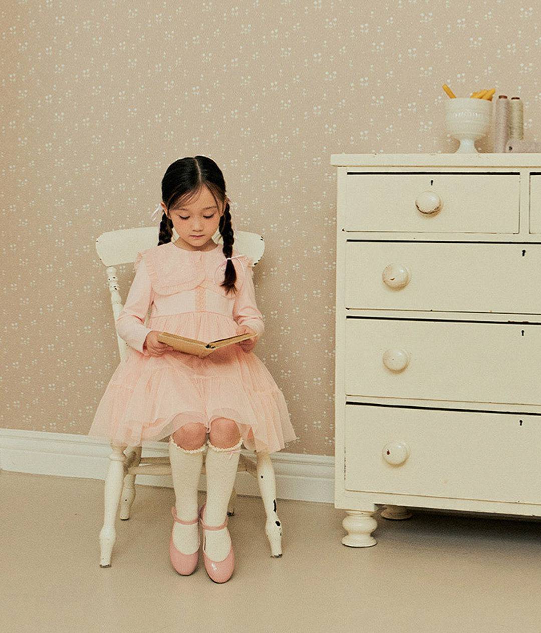 Katy Square-Collar Lace Tiered Dress - ToTo Heros l Premium Children's Clothing