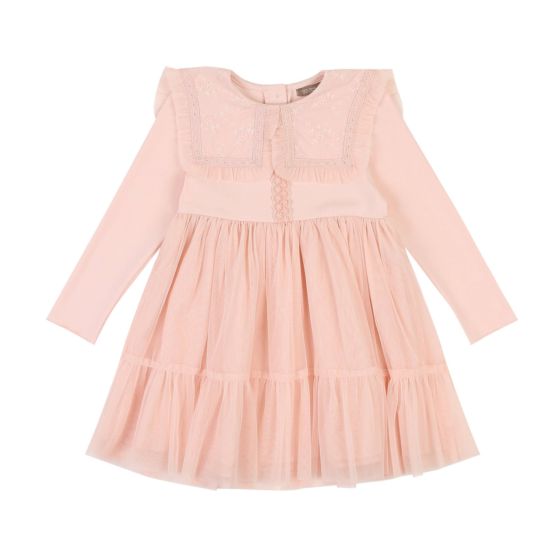Katy Square-Collar Lace Tiered Dress - ToTo Heros l Premium Children's Clothing