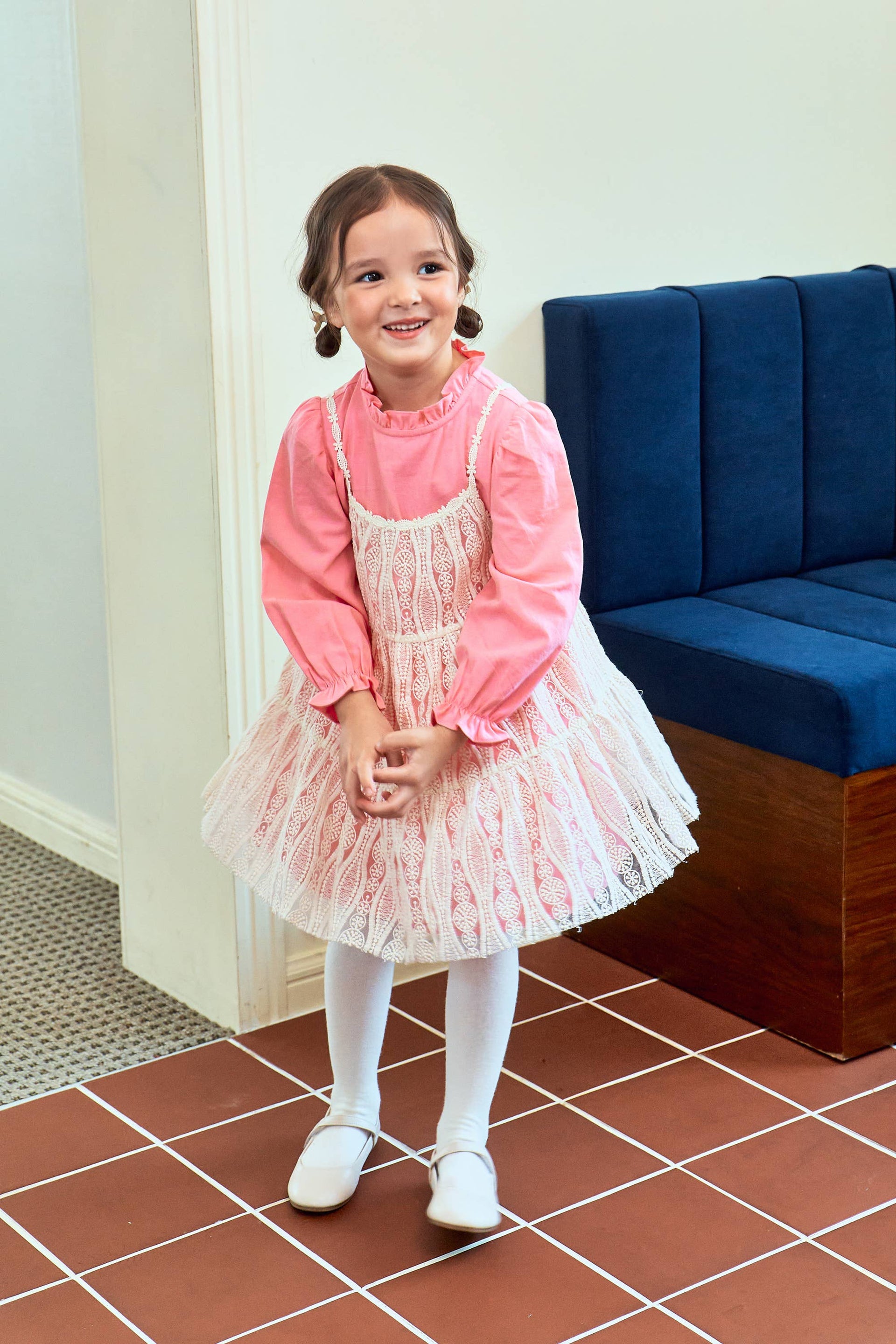 Alicia Long Sleeve Dress with Lace Cami Dress Combo - ToTo Heros l Premium Children's Clothing