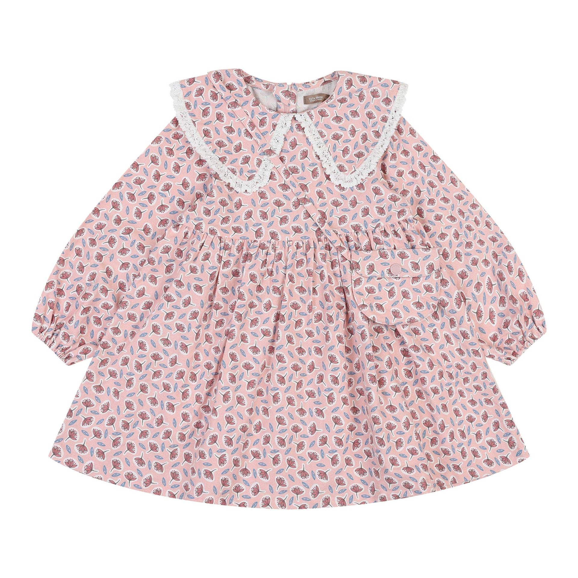 Jennie Wide Collared Leafy Print Dress with Mini Bag - ToTo Heros l Premium Children's Clothing
