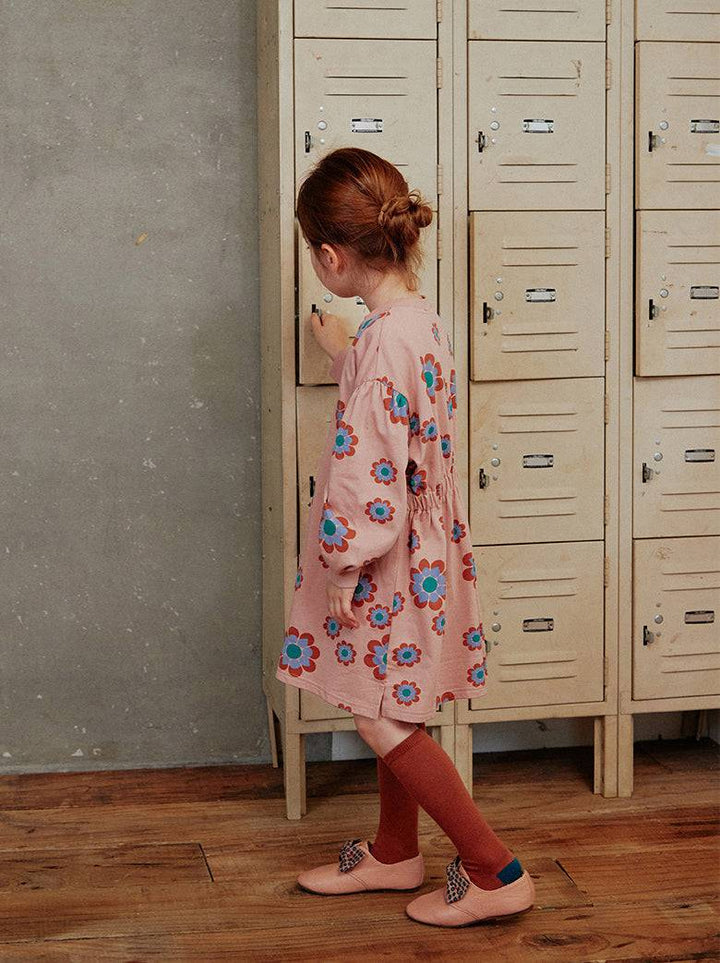 Oversized Floral Print Dress with Waistband - ToTo Heros l Premium Children's Clothing