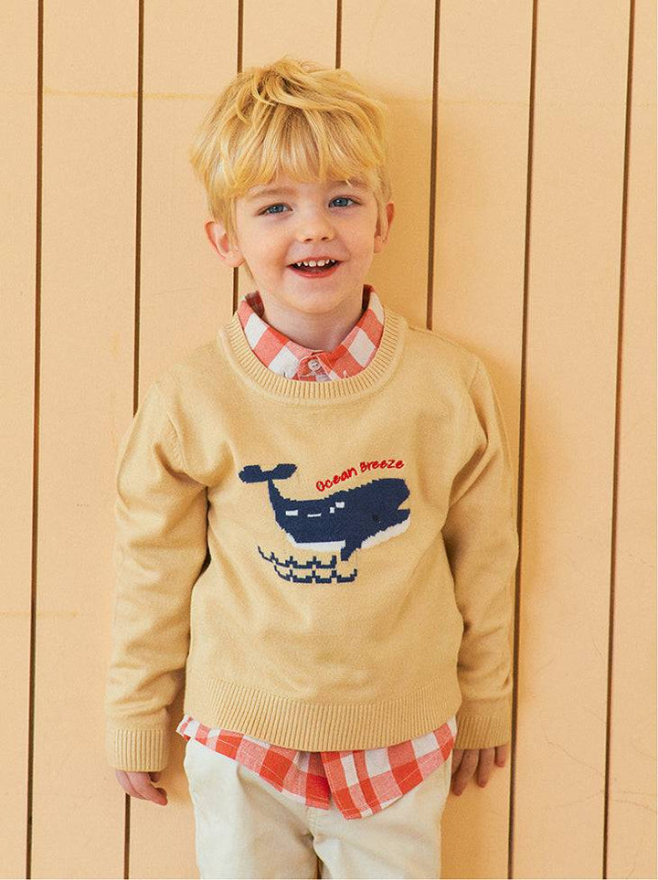 Ocean Breeze Whale Knit Sweater - ToTo Heros l Premium Children's Clothing